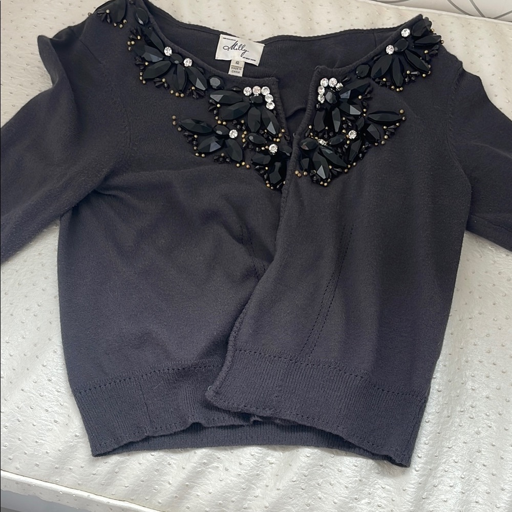 Milly Black Embellished Women's Sweater
